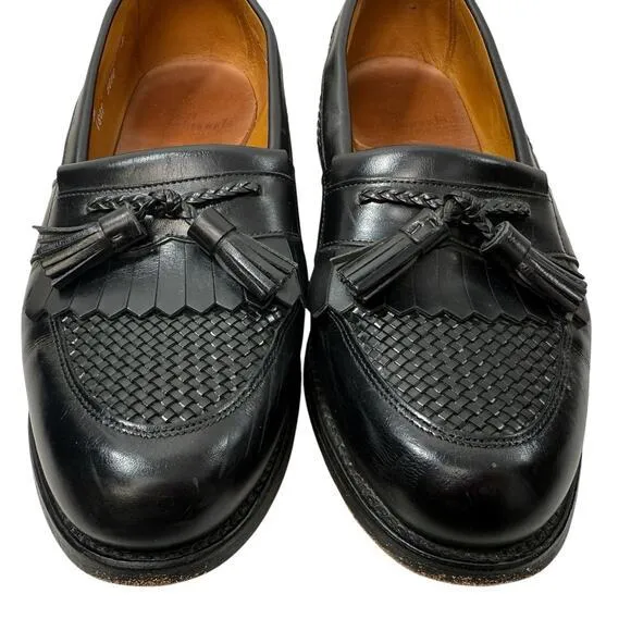 Allen Edmonds Shoes Cody Black Leather Loafer Tassels Weaved Mens Size 9 D‎