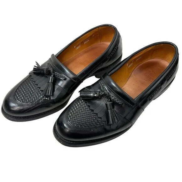 Allen Edmonds Shoes Cody Black Leather Loafer Tassels Weaved Mens Size 9 D‎