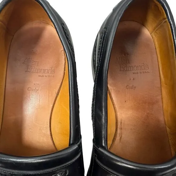 Allen Edmonds Shoes Cody Black Leather Loafer Tassels Weaved Mens Size 9 D‎