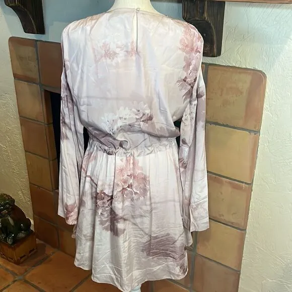 ALLSAINTS Cassandra Ume viscose/poly mini Dress in Petal Pink, 6!