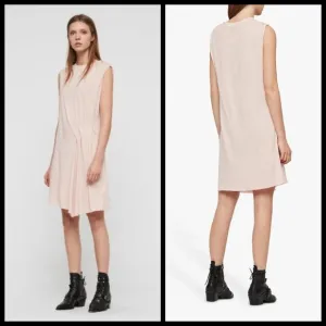 💕ALLSAINTS💕 Duma Dress Pleated Asymmetric Pink