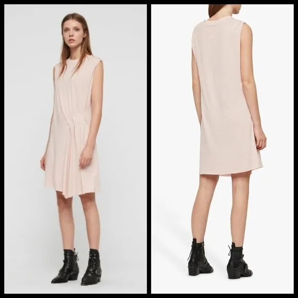 💕ALLSAINTS💕 Duma Dress Pleated Asymmetric Pink
