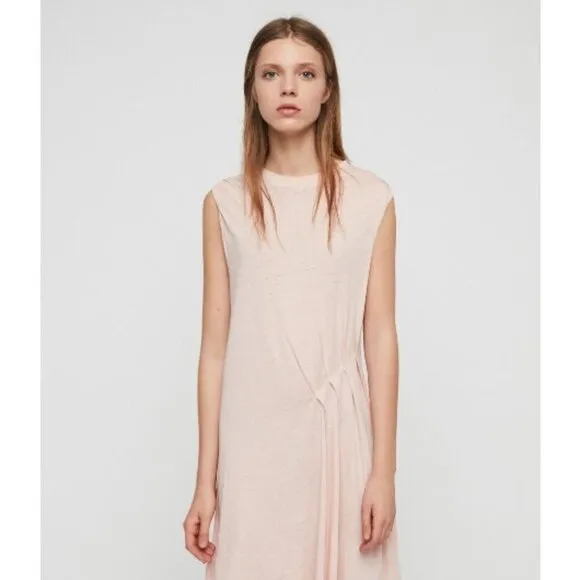 💕ALLSAINTS💕 Duma Dress Pleated Asymmetric Pink