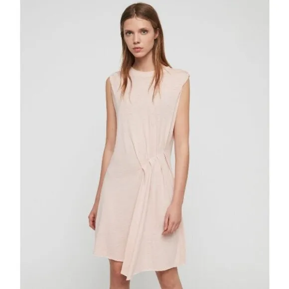 💕ALLSAINTS💕 Duma Dress Pleated Asymmetric Pink