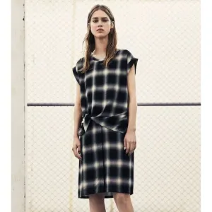 ALLSAINTS Heny Dress 90s Grunge Punk Plaid Sleeveless Dress, Black