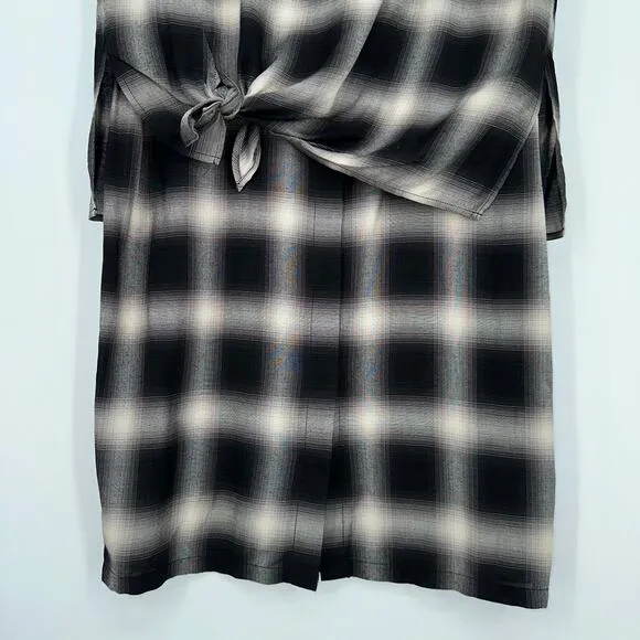 ALLSAINTS Heny Dress 90s Grunge Punk Plaid Sleeveless Dress, Black