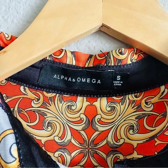 Alpha &amp; Omega WOMAN PATCHWORK CHAIN PRINT PLEATED DRESS MULTICOLOR Sz Small