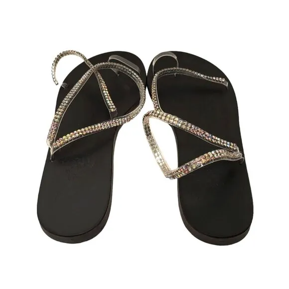 ANCIENT GREEK SANDALS Irina Crystal Embellished Handmade Slip On