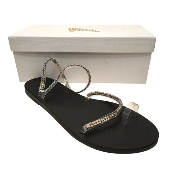 ANCIENT GREEK SANDALS Irina Crystal Embellished Handmade Slip On