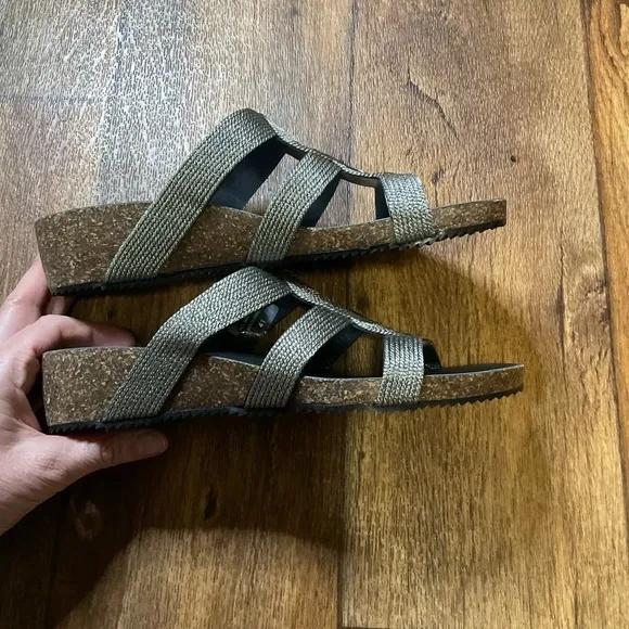 Andrea E Michele Sandals Silver Women’s 41 Made In Italy Style 24910 Cork Bling