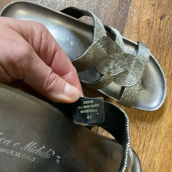 Andrea E Michele Sandals Silver Women’s 41 Made In Italy Style 24910 Cork Bling