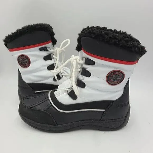 Ankle Winter Boots Weatherproof Womens Boots Lauren Black &amp; White Size US 6 M