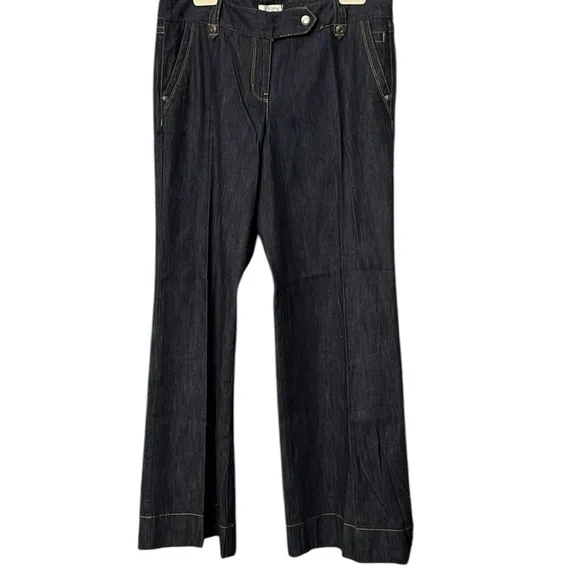 ANN TAYLOR size 10 blue high waist wide leg jeans trouser style