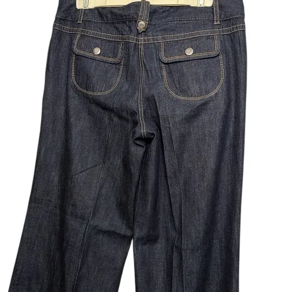 ANN TAYLOR size 10 blue high waist wide leg jeans trouser style