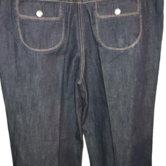 ANN TAYLOR size 10 blue high waist wide leg jeans trouser style