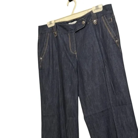ANN TAYLOR size 10 blue high waist wide leg jeans trouser style