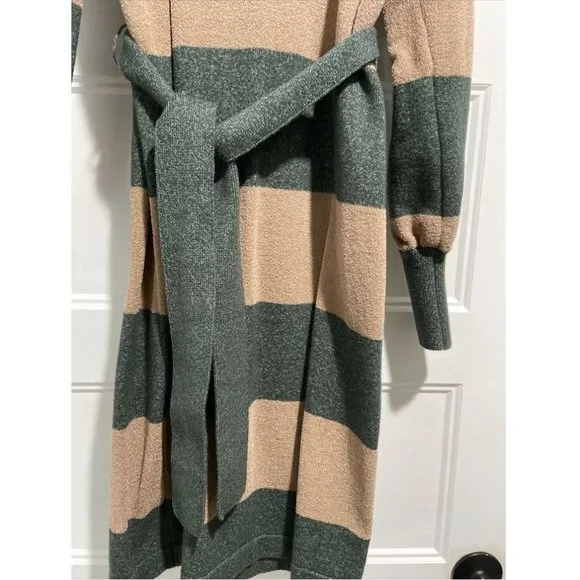Ann Taylor Sweater Dress Striped Turtleneck Beige Green NWT $150