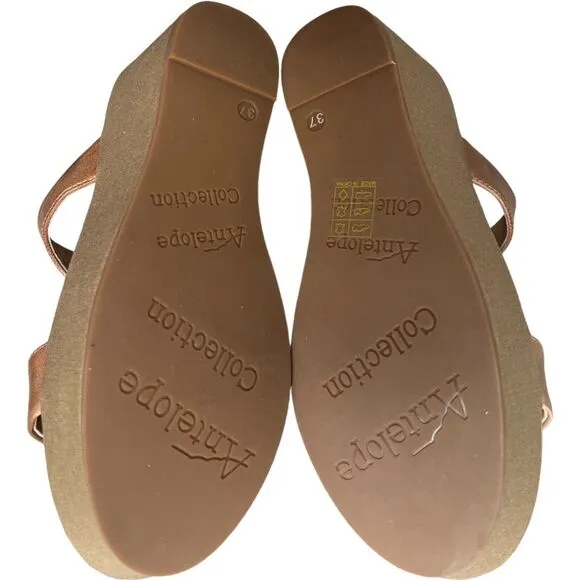 ANTELOPE Light Brown Rectangle-Front Karas Leather Sandals w/ Box, 37/US7