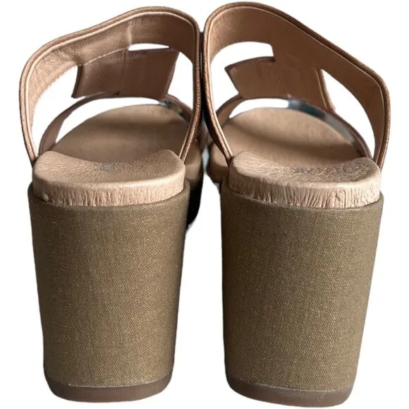 ANTELOPE Light Brown Rectangle-Front Karas Leather Sandals w/ Box, 37/US7