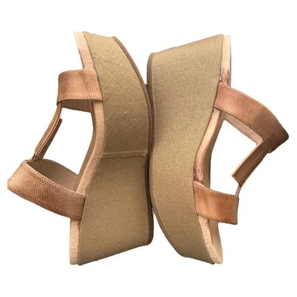 ANTELOPE Light Brown Rectangle-Front Karas Leather Sandals w/ Box, 37/US7