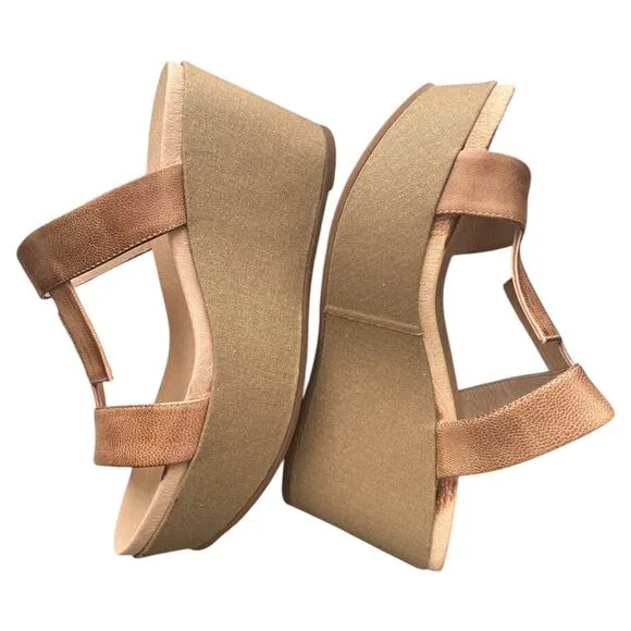 ANTELOPE Light Brown Rectangle-Front Karas Leather Sandals w/ Box, 37/US7