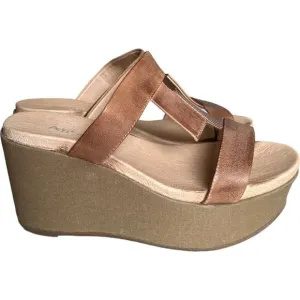 ANTELOPE Light Brown Rectangle-Front Karas Leather Sandals w/ Box, 37/US7