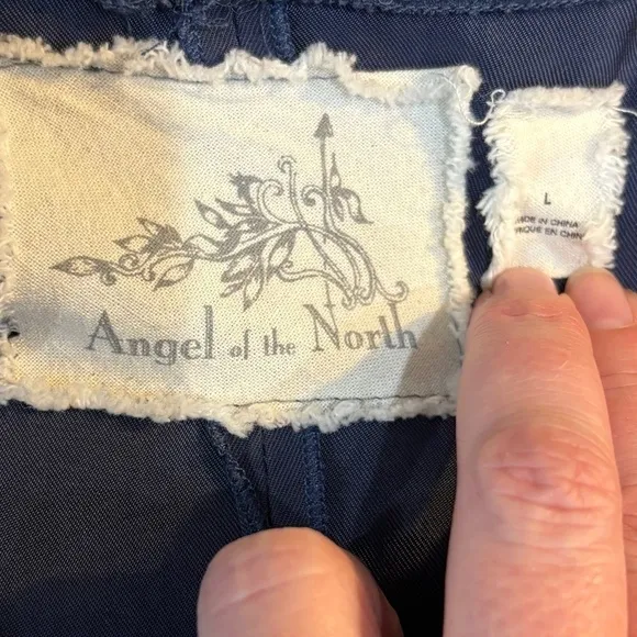Anthropologie Angel of the North Envalira Blue Wool Silk Blend Tweed Cardigan  L