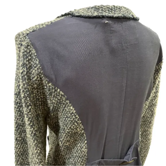 Anthropologie Angel of the North Envalira Blue Wool Silk Blend Tweed Cardigan  L