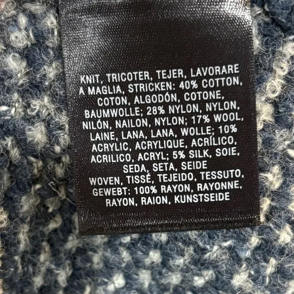 Anthropologie Angel of the North Envalira Blue Wool Silk Blend Tweed Cardigan  L