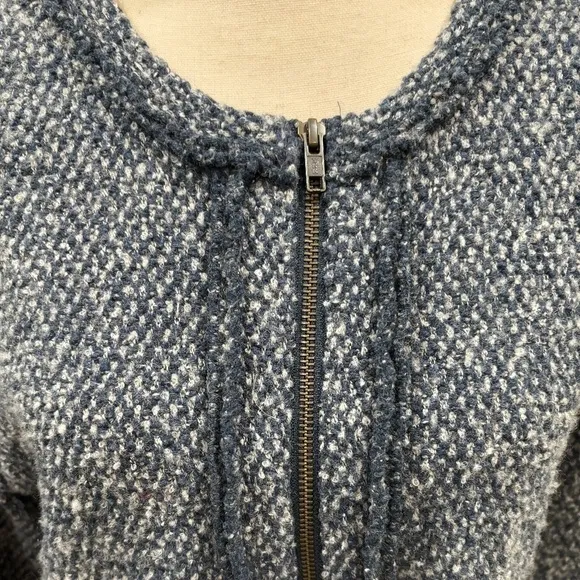 Anthropologie Angel of the North Envalira Blue Wool Silk Blend Tweed Cardigan  L