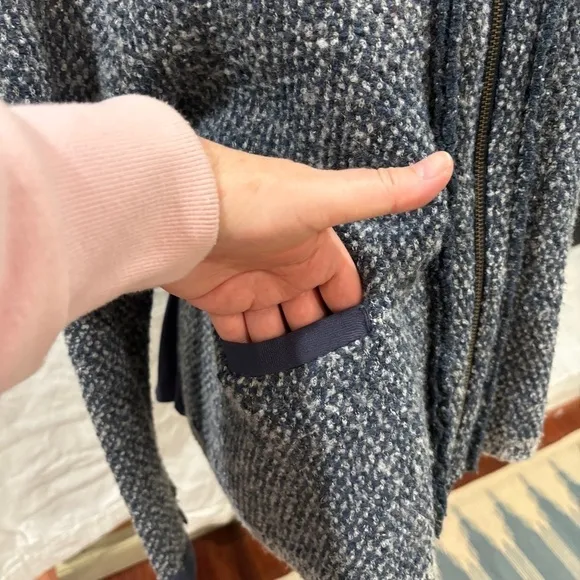 Anthropologie Angel of the North Envalira Blue Wool Silk Blend Tweed Cardigan  L