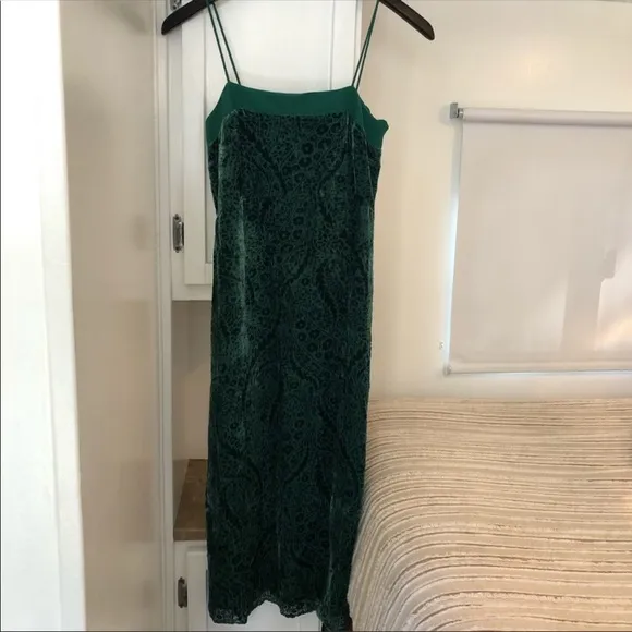 Anthropologie Aria Burnout Velvet Slip Dress