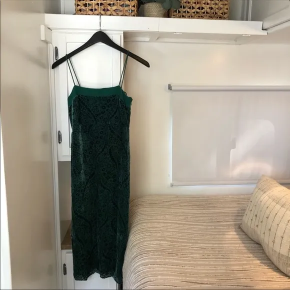 Anthropologie Aria Burnout Velvet Slip Dress
