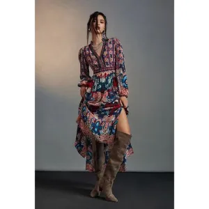 Anthropologie BHANUNI by JYOTI Dress Womens 0 Petite Multicolor Patterned Maxi