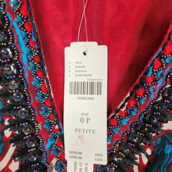 Anthropologie BHANUNI by JYOTI Dress Womens 0 Petite Multicolor Patterned Maxi