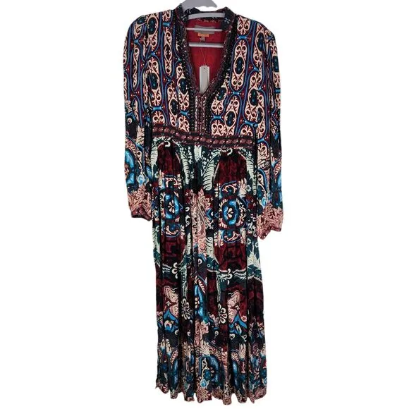 Anthropologie BHANUNI by JYOTI Dress Womens 0 Petite Multicolor Patterned Maxi