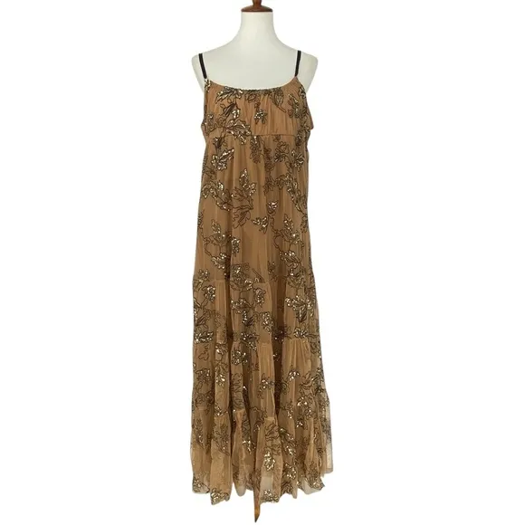 ANTHROPOLOGIE BLOGGERS FAVORITE  MAEVE SEQUINED TULLE MAXI DRESS