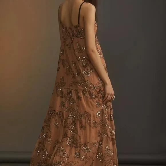 ANTHROPOLOGIE BLOGGERS FAVORITE  MAEVE SEQUINED TULLE MAXI DRESS