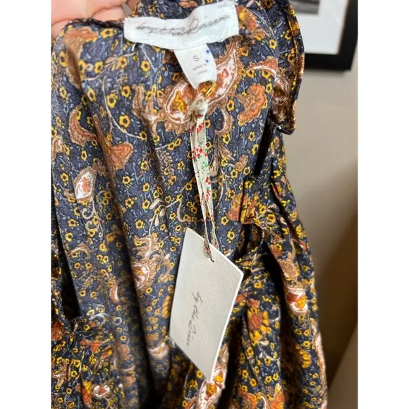 Anthropologie Floral Puff-Sleeved Midi Dress