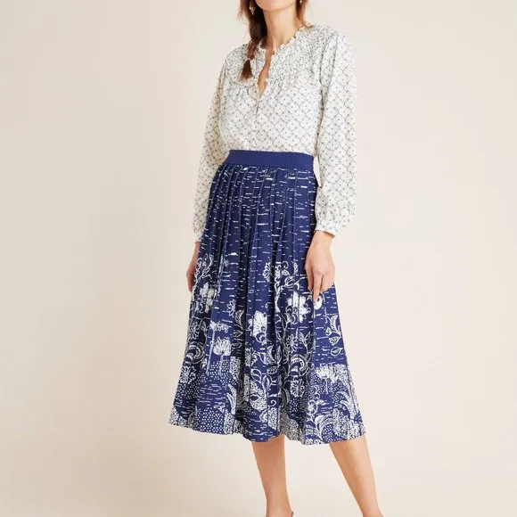 Anthropologie Haven Pleated Knit Midi Skirt