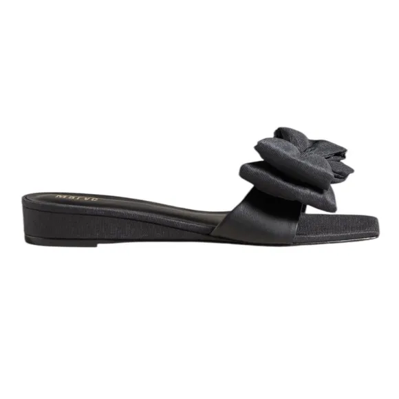 Anthropologie Maeve Bow Micro Wedge Sandals