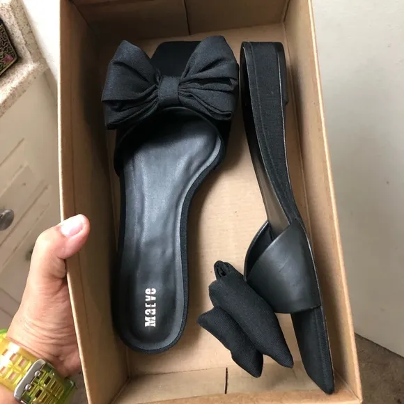 Anthropologie Maeve Bow Micro Wedge Sandals
