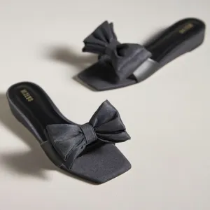 Anthropologie Maeve Bow Micro Wedge Sandals