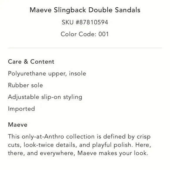 Anthropologie Maeve Slingback Double Sandals