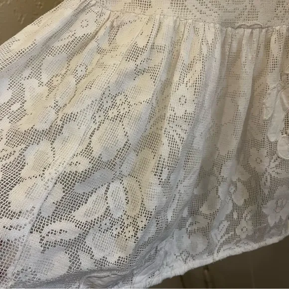 Anthropologie Porridge Tiered Lace Tunic Dress in Ivory White - Size Small