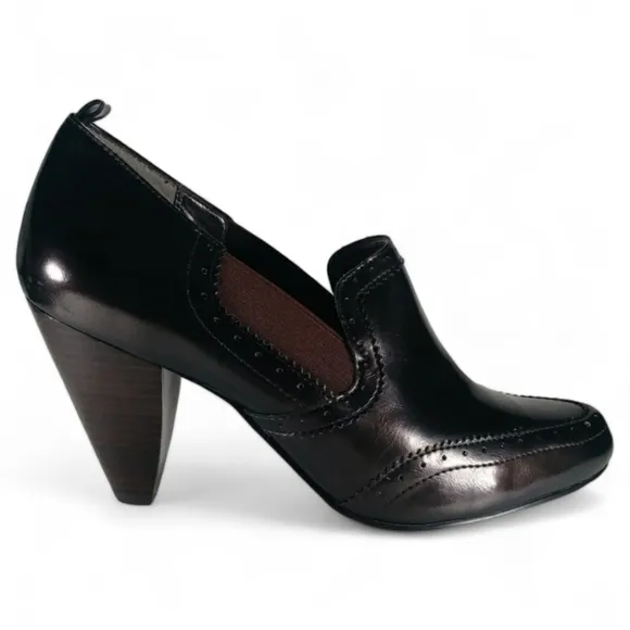 Anthropologie Ruby &amp; Bloom Wingtip Brogue Oxford Heeled Glossy Loafer 7.5