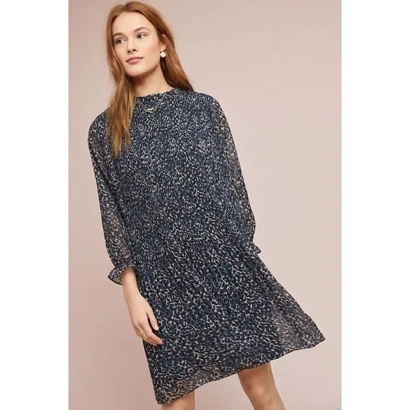 Anthropologie - Seen worn kept Pleated Leopard Dress