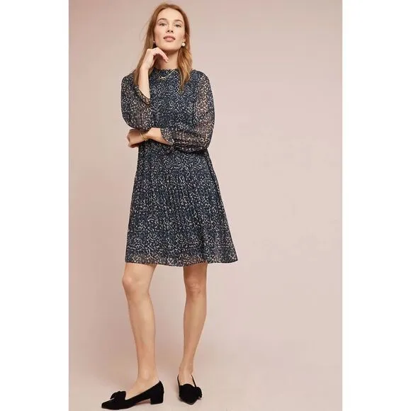 Anthropologie - Seen worn kept Pleated Leopard Dress
