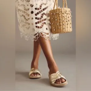 Anthropologie Silent D Helena Sandals Size 40 In Gold
