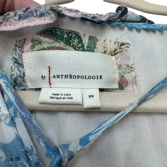 Anthropologie Sky Cressida Long Sleeve Handkerchief Hem MultiColor Midi Dress XS